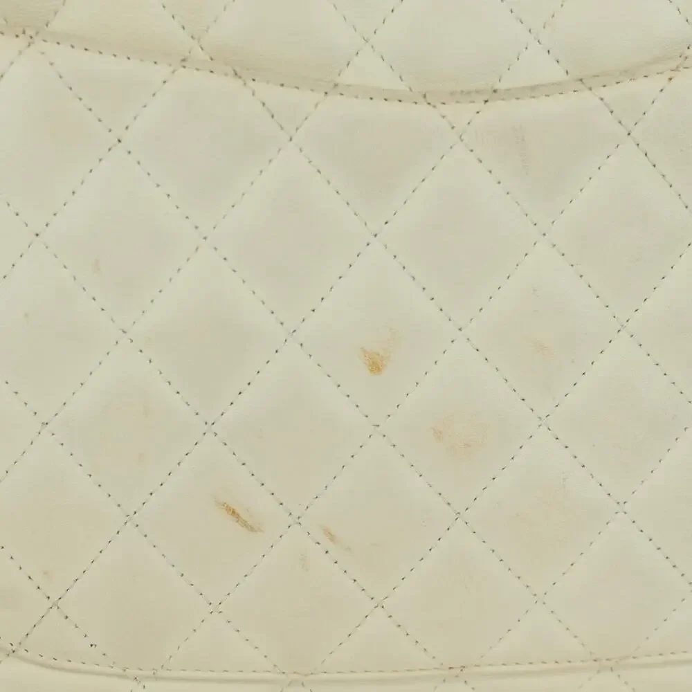 Chanel Leather Cambon Line Matelasse Handbag White